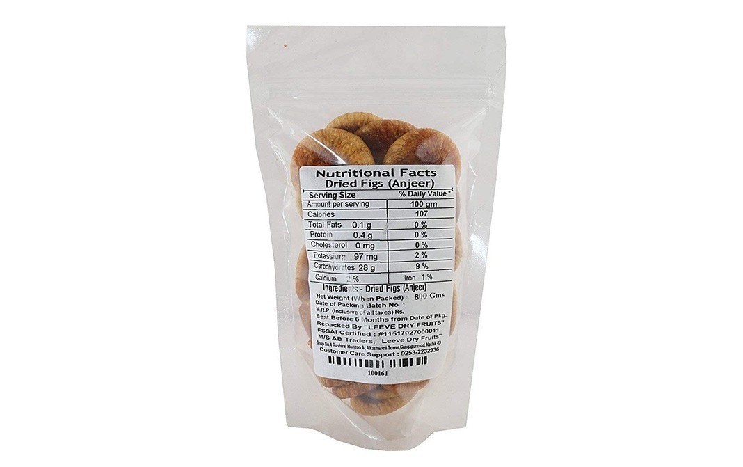 Leeve Dry fruits Dried Figs (Anjeer)    Pack  800 grams